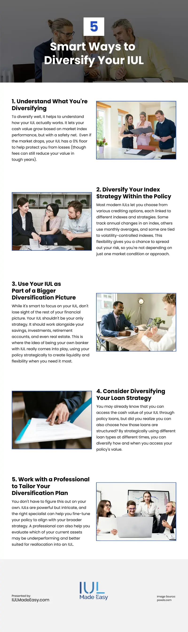 5 Smart Ways to Diversify Your IUL Infographic