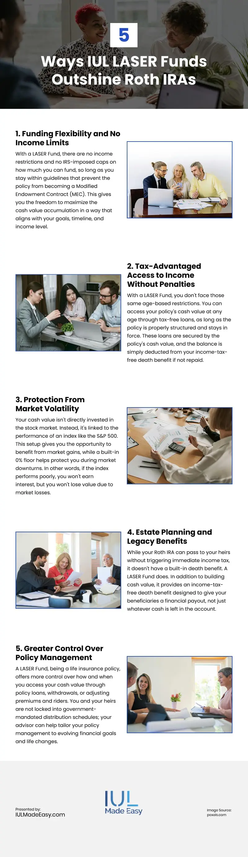 5 Ways IUL LASER Funds Outshine Roth IRAs Infographic